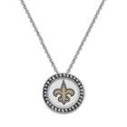 New Orleans Saints Team Logo Crystal Pendant Necklace - Made With Swarovski Crystals, Women's, Size: 18, Gold
