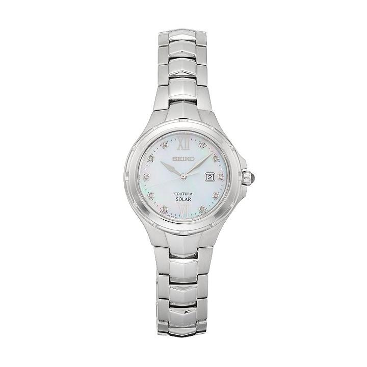 Seiko Women's Coutura Diamond Stainless Steel Solar Watch - Sut307, Silver