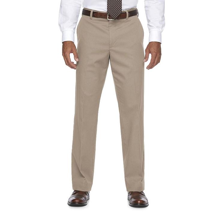 Men's Croft & Barrow&reg; Relaxed-fit Easy-care Stretch Flat-front Causal Pants, Size: 40x32, Med Beige