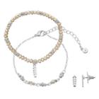 Lc Lauren Conrad Leaf Beaded Bracelet & Stud Earring Set, Women's, Silver