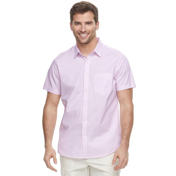 Men's Apt. 9&reg; Premier Flex Slim-fit Stretch Woven Button-down Shirt, Size: Small Slim, Brt Pink