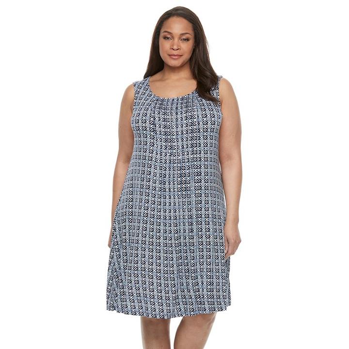 Croft & Barrow, Plus Size &reg; Pintuck Fit & Flare Dress, Women's, Size: 3xl, Dark Blue