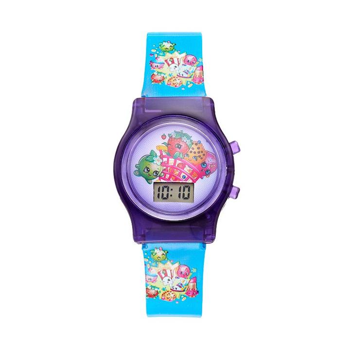 Shopkins Strawberry Kiss, D'lish Donut, Kooky Cookie & Apple Blossom Girls' Digital Light-up Watch, Size: Small, Blue