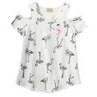 Girls 7-16 Eyelash Cold-shoulder Tie Front Striped Tee, Girl's, Size: Medium, White Oth