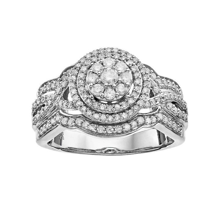 Always Yours Sterling Silver 1 Carat T.w. Diamond Halo Anniversary Ring, Women's, Size: 7, White