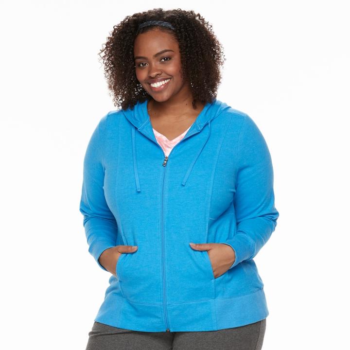 Plus Size Tek Gear&reg; Dry Tek Zip-front Hoodie, Women's, Size: 3xl, Med Blue