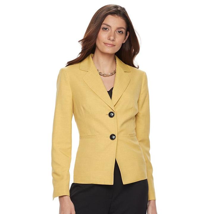 Women's Le Suit Solid Jacket & Straight-leg Pants Set, Size: 14, Brt Yellow