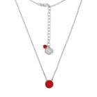 Louisville Cardinals Sterling Silver Crystal Disc Necklace, Women's, Size: 18, Red