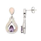 Lab-created Opal & Cubic Zirconia Sterling Silver Teardrop Earrings, Women's, Purple
