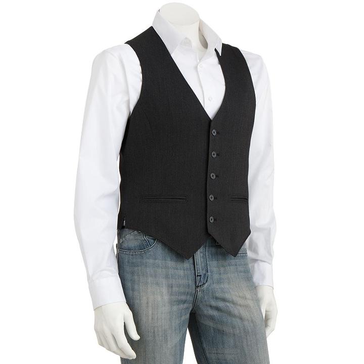 Men's Apt. 9&reg; Herringbone Vest, Size: Xxl, Grey