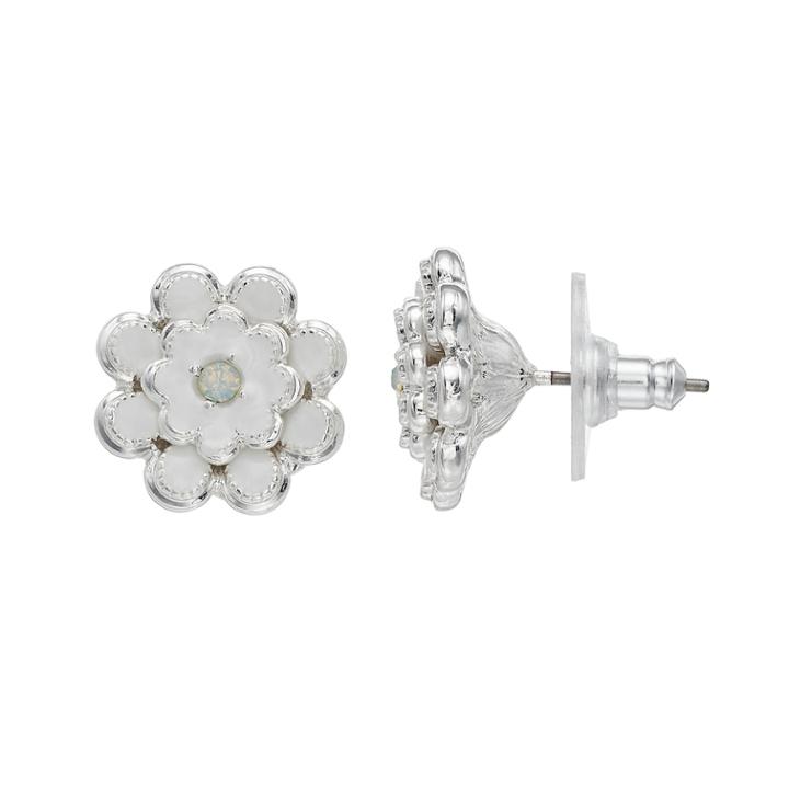 Napier Flower Stud Earrings, Women's, White