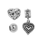 Individuality Beads Sterling Silver Heart Charm, I Love You Bead And Spacer Bead Set, Women's, Grey