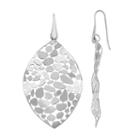 Sterling Silver Textured Marquise Drop Earrings, Women's