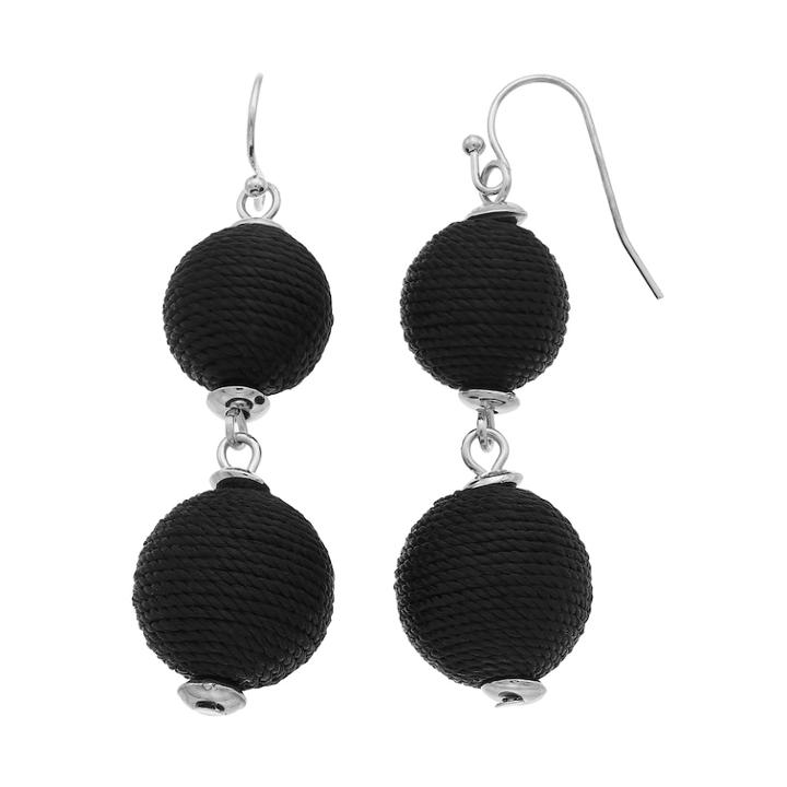 Black Thread Wrapped Crispin Double Drop Earrings, Women's