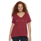 Plus Size Rock & Republic&reg; Burnout Star Boyfriend Tee, Women's, Size: 1xl, Red