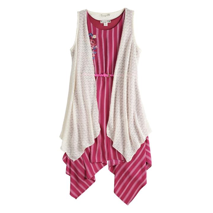 Plus Size Girls 7-16 Knit Works 2-piece Sharkbite Dress And Vest Set, Size: 14 1/2, Dark Red