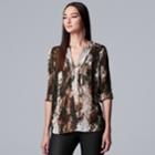 Women's Simply Vera Vera Wang Pintuck Crepe Blouse, Size: Xl, Natural