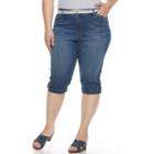 Plus Size Gloria Vanderbilt Lillian Cuffed Skimmer Capris, Women's, Size: 24 W, Light Blue