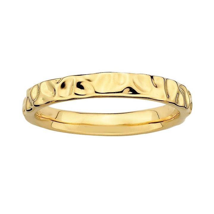Stacks And Stones 18k Gold Over Silver Hammered Stack Ring, Women's, Size: 7, Yellow