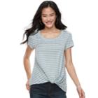Juniors' Candie's&reg; Striped Knot-front Tee, Teens, Size: Small, Turquoise/blue (turq/aqua)