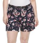 Plus Size Gloria Vanderbilt Nimah Printed Belted Shorts, Women's, Size: 18 W, Blue