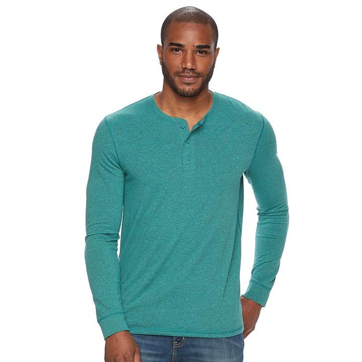 Men's Sonoma Goods For Life&trade; Classic-fit Flexwear Henley, Size: Xl, Dark Green