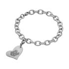 Fiora Stainless Steel North Carolina Tar Heels Heart Charm Bracelet, Women's, Size: 8, Grey
