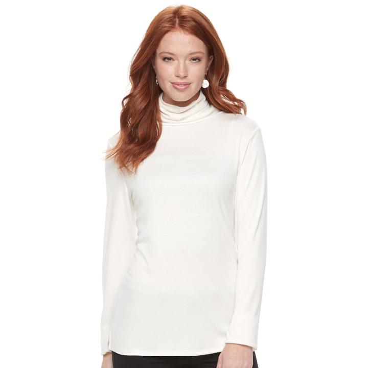 Women's Apt. 9&reg; Turtleneck Tee, Size: Small, White