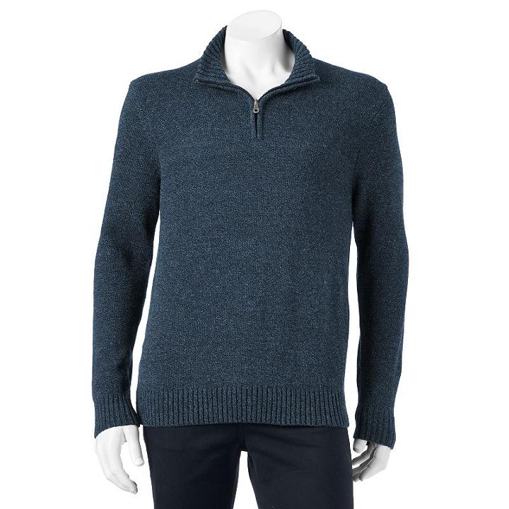 Men's Croft & Barrow® Classic-fit Quarter-zip Sweater, Size: Large, Blue (navy)