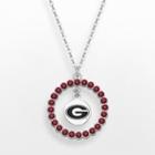 Logoart Georgia Bulldogs Silver Tone Crystal Logo Charm Circle Pendant, Women's, Size: 18, Red