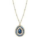 1928 Beaded Halo Faceted Teardrop Pendant Necklace, Women's, Size: 16, Blue