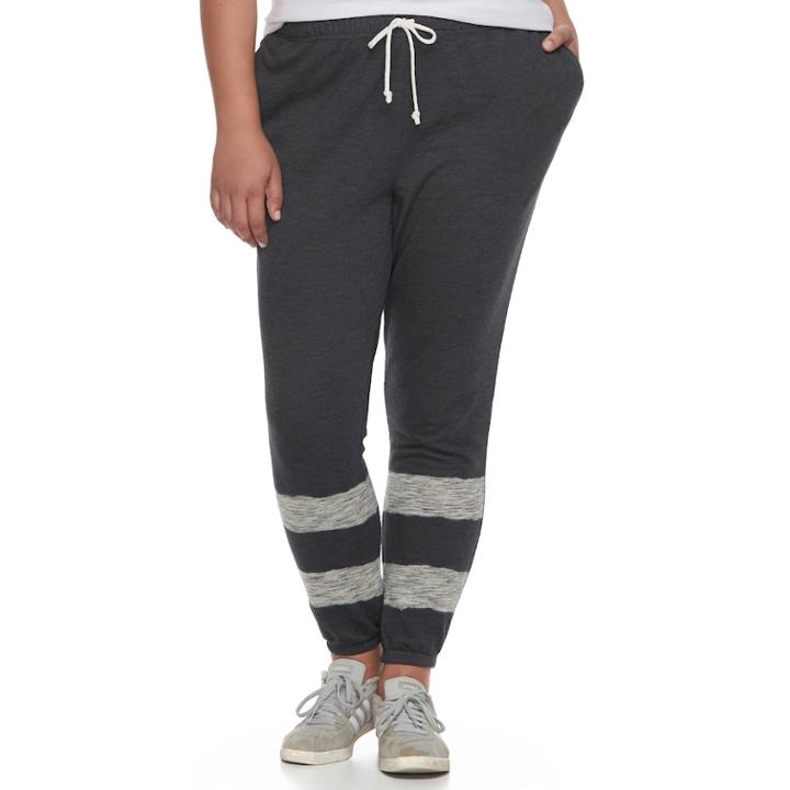Juniors' Plus Size So&reg; Fleece Jogger Pants, Teens, Size: 3xl, Dark Grey