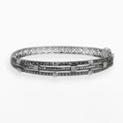 Lavish By Tjm Sterling Silver Crystal Multirow Bangle Bracelet - Made With Swarovski Marcasite, Women's, Brown