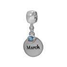Individuality Beads Sterling Silver And Crystal Birthstone Charm, Women's, Blue