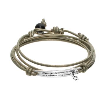 All Wrapped Up Sterling Silver & Leather Dream Wrap Bracelet, Women's, Grey