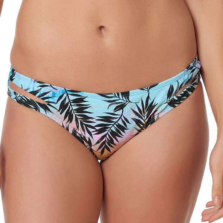Women's Pink Envelope Palm Leaf Hipster Bikini Bottoms, Size: Small, Perfect Palm