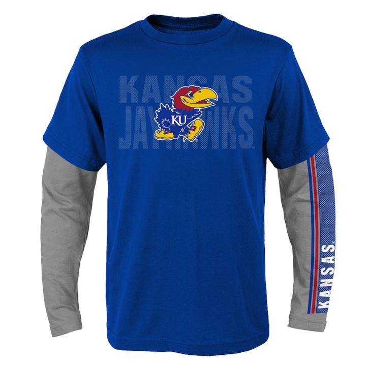 Boys 8-20 Kansas Jayhawks Playmaker Tee Set, Size: S 8, Blue