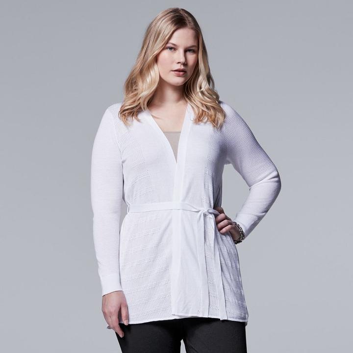 Plus Size Simply Vera Vera Wang Pleat-back Cardigan, Women's, Size: 3xl, White