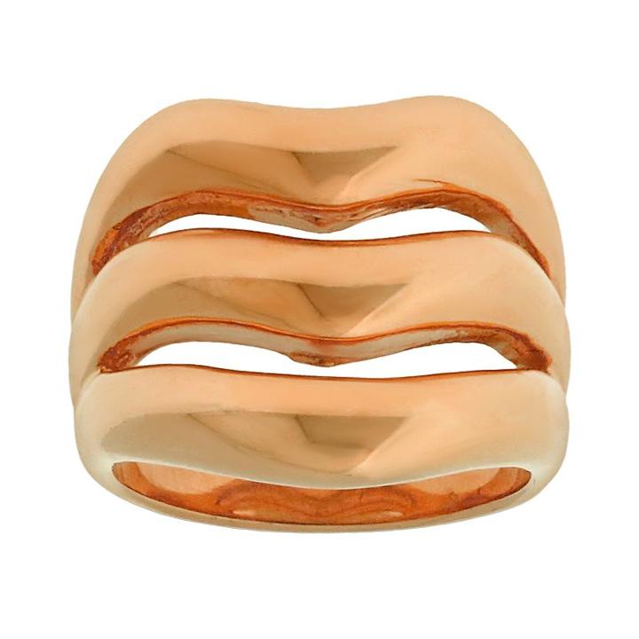 Rose Gold Tone Stainless Steel Openwork Ring, Women's, Size: 7, Pink