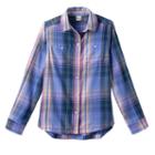 Girls 7-16 & Plus Size Mudd&reg; Curved Hem Plaid Button-down Shirt, Girl's, Size: 12, Blue (navy)