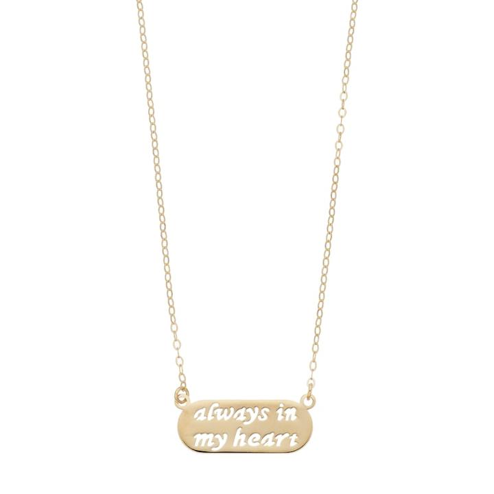 10k Gold Always In My Heart Cutout Bar Pendant Necklace, Women's, Size: 18