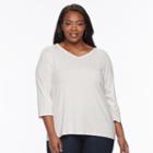 Plus Size Croft & Barrow&reg; Solid V-neck Tee, Women's, Size: 2xl, Light Grey