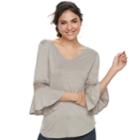 Women's Apt. 9&reg; Crochet Bell Tee, Size: Small, Grey