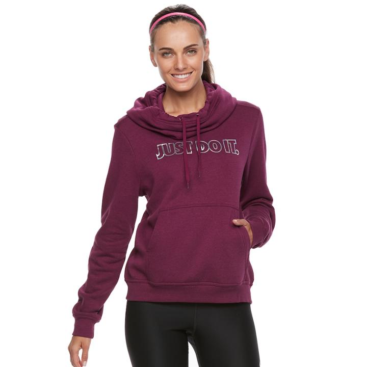 Women's Nike Sportswear Funnel-neck Hoodie, Size: Medium, Dark Red