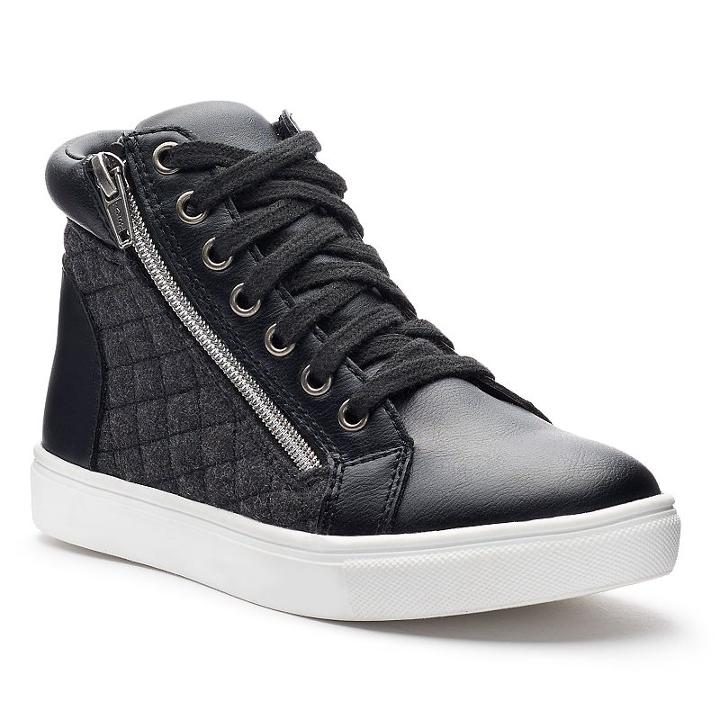 So&reg; Jumpsies Girls' Quilted High-top Sneakers, Girl's, Size: 13, Black