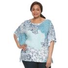 Plus Size Croft & Barrow&reg; Printed Flutter Top, Women's, Size: 2xl, Blue (navy)