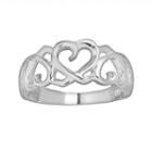 Silver Plated Openwork Heart Ring, Women's, Size: 7, Grey