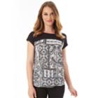 Women's Apt. 9&reg; Printed Mixed-media Tee, Size: Xl, Black White Patch
