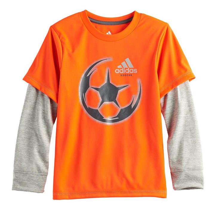 Boys 4-7x Adidas Mock-layer Soccer Tee, Size: 4, Brt Red