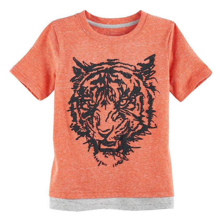 Boys 4-7x Sonoma Goods For Life&trade; Textured Layered Hem Graphic Tee, Size: 5, Orange